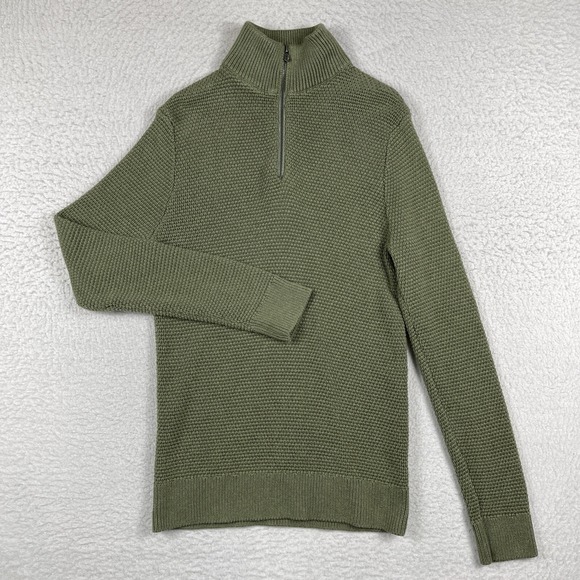 J. Crew Other - J Crew Sweater‎ Mens Medium Green 1/4 Zip Pullover Gorp Cabin Teacher Dad Office